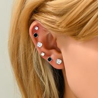 1 Set Simple Style Star Inlay Copper Zircon Gold Plated Ear Studs sku image 12