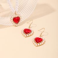 Simple Style Classic Style Heart Shape Alloy Inlay Artificial Pearls Resin Women's Jewelry Set main image 1