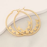1 Pair Simple Style Commute Heart Shape Flower Butterfly Hollow Out 304 Stainless Steel 18K Gold Plated Earrings main image 1