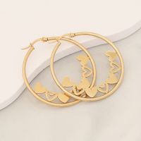 1 Pair Simple Style Commute Heart Shape Flower Butterfly Hollow Out 304 Stainless Steel 18K Gold Plated Earrings main image 7