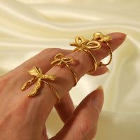 Sweet Simple Style Butterfly Bow Knot 304 Stainless Steel 18K Gold Plated Open Rings In Bulk main image 3