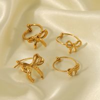 Sweet Simple Style Butterfly Bow Knot 304 Stainless Steel 18K Gold Plated Open Rings In Bulk main image 4