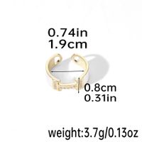 Copper 18K Gold Plated Streetwear Enamel Hollow Out Inlay Geometric Letter Zircon Open Rings sku image 1