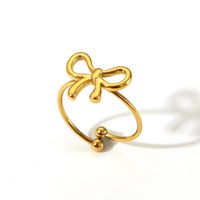 Sweet Simple Style Butterfly Bow Knot 304 Stainless Steel 18K Gold Plated Open Rings In Bulk main image 9