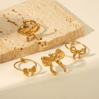 Sweet Simple Style Butterfly Bow Knot 304 Stainless Steel 18K Gold Plated Open Rings In Bulk main image 2