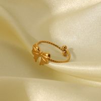 Sweet Simple Style Butterfly Bow Knot 304 Stainless Steel 18K Gold Plated Open Rings In Bulk main image 6