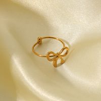 Sweet Simple Style Butterfly Bow Knot 304 Stainless Steel 18K Gold Plated Open Rings In Bulk main image 7