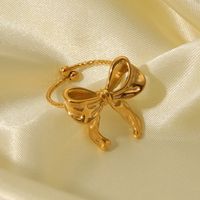 Sweet Simple Style Butterfly Bow Knot 304 Stainless Steel 18K Gold Plated Open Rings In Bulk main image 8