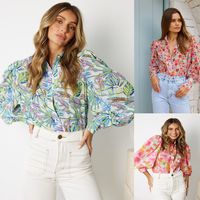 Women's Chiffon Shirt Long Sleeve Blouses Button Vacation Tropical main image 1