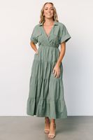 Femmes Robe De Princesse Vêtement De Rue Col En V Froufrous Manche Courte Couleur Unie Maxi Longue Robe Du Quotidien main image 3