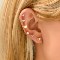 1 Set Basic Modern Style Classic Style Star Moon Bow Knot Inlay Copper Zircon Gold Plated Ear Studs sku image 4