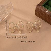 1 Pair Simple Style Shiny Bow Knot Plating Inlay Alloy Rhinestones 14K Gold Plated Ear Studs main image 2