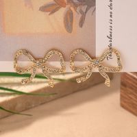 1 Pair Simple Style Shiny Bow Knot Plating Inlay Alloy Rhinestones 14K Gold Plated Ear Studs main image 6
