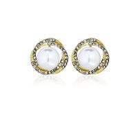 1 Pair Basic Simple Style Commute Geometric Spiral Inlay Alloy Artificial Pearls Rhinestones Ear Studs main image 3