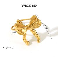 Sweet Simple Style Butterfly Bow Knot 304 Stainless Steel 18K Gold Plated Open Rings In Bulk sku image 1