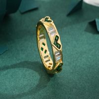 Copper 18K Gold Plated Vintage Style Lady Classic Style Inlay Geometric Heart Shape Zircon Rings main image 1