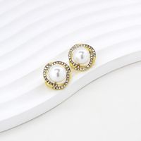 1 Pair Basic Simple Style Commute Geometric Spiral Inlay Alloy Artificial Pearls Rhinestones Ear Studs main image 1