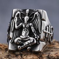 Gothic Hip-Hop Punk Geometric 304 Stainless Steel Titanium Steel Men's Rings sku image 2