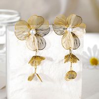1 Pair Vintage Style Flower Plating 304 Stainless Steel 14K Gold Plated main image 2