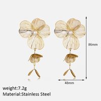 1 Pair Vintage Style Flower Plating 304 Stainless Steel 14K Gold Plated sku image 1