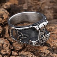 Hip-Hop Streetwear Geometric 304 Stainless Steel Carving Men's Rings main image 4