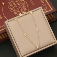 304 Stainless Steel 18K Gold Plated Simple Style Commute Inlay Oval Heart Shape Zircon Jewelry Set main image 1
