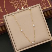 304 Stainless Steel 18K Gold Plated Simple Style Commute Inlay Oval Heart Shape Zircon Jewelry Set main image 5