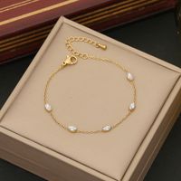 304 Stainless Steel 18K Gold Plated Simple Style Commute Inlay Oval Heart Shape Zircon Jewelry Set main image 7