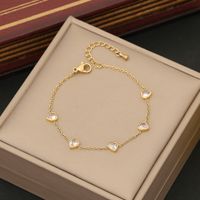 304 Stainless Steel 18K Gold Plated Simple Style Commute Inlay Oval Heart Shape Zircon Jewelry Set main image 6