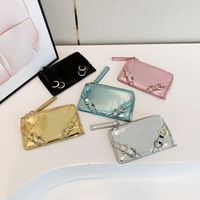 Women's Solid Color Pu Leather Sewing Thread Zipper Card Holders main image 1