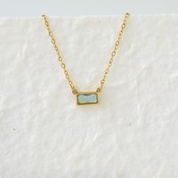 304 Stainless Steel 18K Gold Plated IG Style Modern Style Classic Style Inlay Rectangle Zircon Pendant Necklace sku image 3