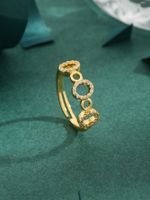 Copper 18K Gold Plated Vintage Style Lady Classic Style Inlay Round Zircon Adjustable Ring main image 1