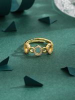 Copper 18K Gold Plated Vintage Style Lady Classic Style Inlay Round Zircon Adjustable Ring main image 3