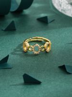 Kupfer 18 Karat Vergoldet Vintage-Stil Dame Klassischer Stil Inlay Runden Zirkon Verstellbarer Ring main image 3