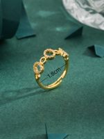 Kupfer 18 Karat Vergoldet Vintage-Stil Dame Klassischer Stil Inlay Runden Zirkon Verstellbarer Ring main image 2