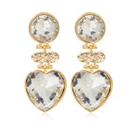 1 Pair Simple Style Classic Style Heart Shape Plating Inlay Alloy Rhinestones Gold Plated Drop Earrings sku image 1