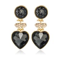 1 Pair Simple Style Classic Style Heart Shape Plating Inlay Alloy Rhinestones Gold Plated Drop Earrings sku image 2