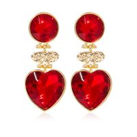 1 Pair Simple Style Classic Style Heart Shape Plating Inlay Alloy Rhinestones Gold Plated Drop Earrings sku image 3