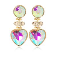 1 Pair Simple Style Classic Style Heart Shape Plating Inlay Alloy Rhinestones Gold Plated Drop Earrings sku image 6