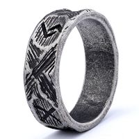 Hip-Hop Streetwear Solid Color 304 Stainless Steel Carving Men's Rings sku image 2