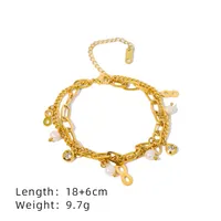 Titanium Steel 18K Gold Plated Casual Simple Style Pearl Hollow Out Inlay Cross Infinity Heart Shape Zircon Bracelets main image 2