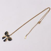 Stainless Steel Glass Casual Elegant Braid Bow Knot Pendant Necklace sku image 4