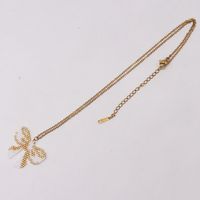 Stainless Steel Glass Casual Elegant Braid Bow Knot Pendant Necklace sku image 1