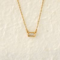 304 Stainless Steel 18K Gold Plated IG Style Modern Style Classic Style Inlay Rectangle Zircon Pendant Necklace sku image 4