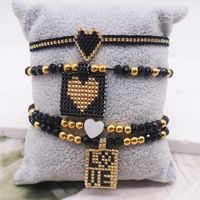 Hip-Hop Simple Style Letter Heart Shape Artificial Crystal Glass Knitting Women's Bracelets main image 6