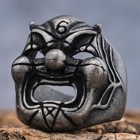 Hip-Hop Streetwear Mask 304 Stainless Steel Hollow Out Carving Men's Rings main image 1