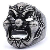 Hip-Hop Streetwear Mask 304 Stainless Steel Hollow Out Carving Men's Rings sku image 1