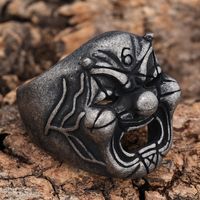Hip-Hop Streetwear Mask 304 Stainless Steel Hollow Out Carving Men's Rings main image 7