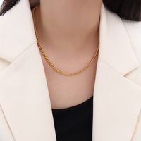 Simple Titanium Steel Plated 18k Gold Jewelry Bare Chain Necklace sku image 10