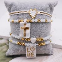 Elegant Luxurious Cross Letter Artificial Crystal Glass Knitting Women's Bracelets main image 6